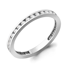 Кольцо обручальное из белого золота с бриллиантом р.16,5 Aquamarine 961559