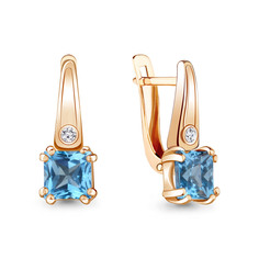 Серьги из серебра Aquamarine 4731705А, топаз/фианит