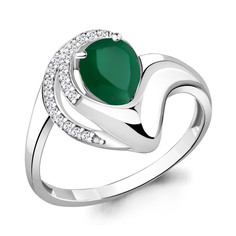 Кольцо из серебра р. 17 Aquamarine 6579609А, агат/фианит