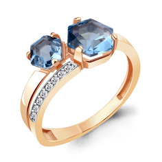 Кольцо из серебра р. 17,5 Aquamarine 6931092А, топаз искусственный/фианит
