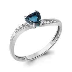 Кольцо из серебра р. 18 Aquamarine 6531908А, топаз/фианит
