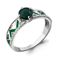 Кольцо из серебра с агатом/фианитом/эмалью р.17 Aquamarine 6564909А