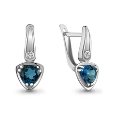 Серьги из серебра с топазом/фианитом Aquamarine 4732108А