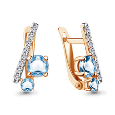 Серьги из серебра Aquamarine 4732305А, топаз/фианит
