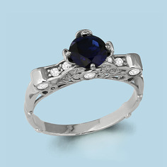 Кольцо из серебра р. 18,5 Aquamarine 64203Б, фианит/сапфир искусственный