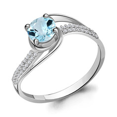 Кольцо из серебра р. 18 Aquamarine 6399602А, топаз/фианит