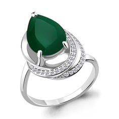 Кольцо из серебра р. 17 Aquamarine 6580309А, агат/фианит