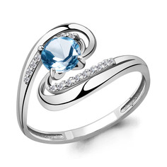 Кольцо из серебра р. 16,5 Aquamarine 6520505А, топаз/фианит