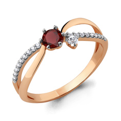 Кольцо из серебра р. 18 Aquamarine 6929403А, гранат/фианит