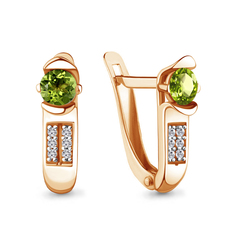 Серьги из серебра Aquamarine 4413107А, хризолит/фианит