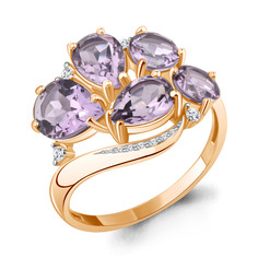 Кольцо из серебра р. 17,5 Aquamarine 6905704А, аметист/фианит