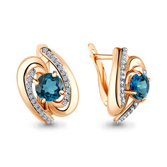 Серьги из серебра Aquamarine 4405708А, топаз/фианит