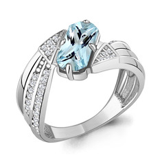 Кольцо из серебра р. 19 Aquamarine 6580202А, топаз/фианит