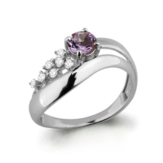 Кольцо из серебра с аметистом/фианитом р.17,5 Aquamarine 6583404А