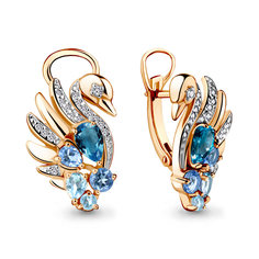 Серьги из серебра с топазом/фианитом Aquamarine 4488266А