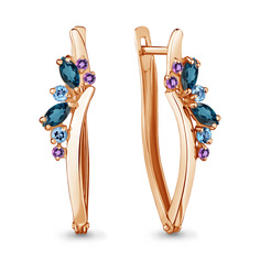 Серьги из серебра Aquamarine 4466742, топаз/аметист