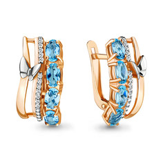 Серьги из серебра Aquamarine 4471305А, топаз/фианит