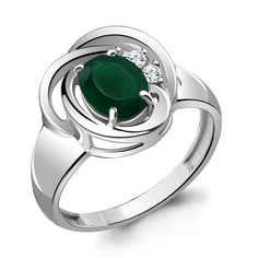 Кольцо из серебра р. 19 Aquamarine 6932009А, агат/фианит