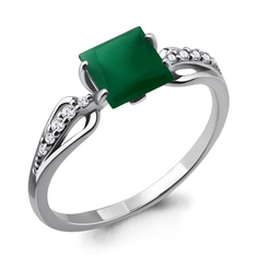 Кольцо из серебра р. 17 Aquamarine 6524109А, агат/фианит