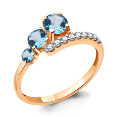 Кольцо из серебра р. 16,5 Aquamarine 6928705А, топаз/фианит