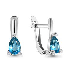 Серьги из серебра с топазом/фианитом Aquamarine 4714305А