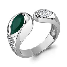 Кольцо из серебра р. 18,5 Aquamarine 6924309А, агат/фианит