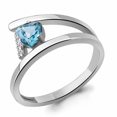 Кольцо из серебра р. 17 Aquamarine 6959105А, топаз/фианит