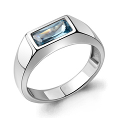 Кольцо печатка из серебра с топазом р.20 Aquamarine 6955505