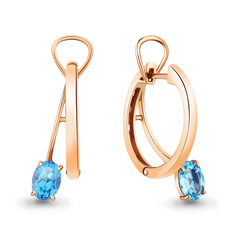 Серьги конго из серебра Aquamarine 4763505, топаз