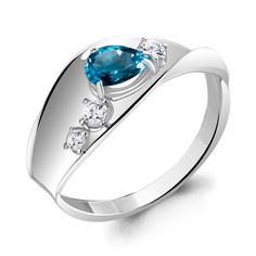 Кольцо из серебра р. 17 Aquamarine 6953408А, топаз/фианит