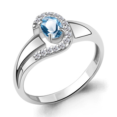 Кольцо из серебра с топазом/фианитом р.17,5 Aquamarine 6967405А