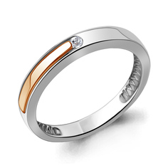Кольцо обручальное из красного золота р. 18 Aquamarine 964070к, бриллиант