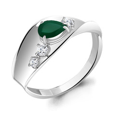 Кольцо из серебра р. 16,5 Aquamarine 6953409А, агат/фианит