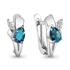 Серьги из серебра с топазом/фианитом Aquamarine 4781608