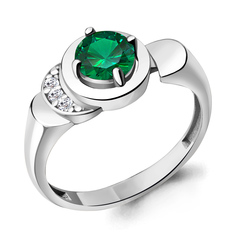Кольцо из серебра р. 16,5 Aquamarine 67406АГ, фианит/изумруд искусственный