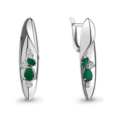 Серьги из серебра Aquamarine 4760909А, агат/фианит