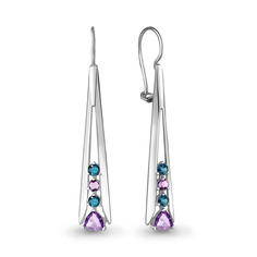 Серьги из серебра Aquamarine 4773832, аметист/топаз