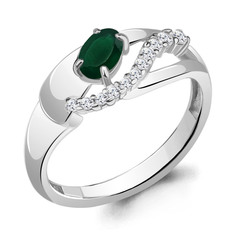 Кольцо из серебра с агатом/фианитом р.18 Aquamarine 6967309А