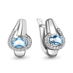 Серьги из серебра с топазом/фианитом Aquamarine 4780305А