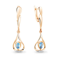 Серьги подвески из серебра Aquamarine 4752305А, топаз/фианит