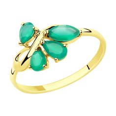 Кольцо из желтого золота р. 16,5 SOKOLOV 715434-2, агат