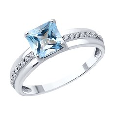 Кольцо из белое золото р. 17 Diamant 52-310-01729-1, фианит/топаз
