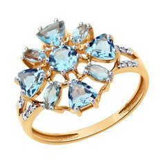 Кольцо из красного золота р. 19 Diamant 51-310-02436-1, фианит\топаз