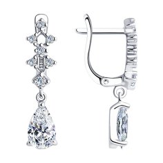 Серьги из серебра SOKOLOV 94026485, фианит