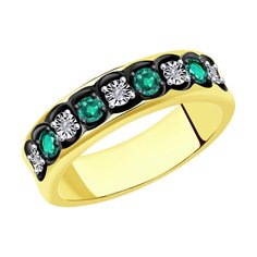 Кольцо из комбинированного золота р. 18 Diamant 53-210-01787-1, бриллиант\изумруд