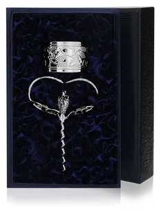 Серебряный набор "Виноград" кольцо для бутылки, штопор 1336НБ00801 АргентА