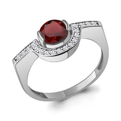 Кольцо из серебра р. 18 Aquamarine 6991303А_925_р, гранат\фианит
