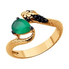 Кольцо из серебра р. 19,5 SOKOLOV 92014544, фианит\агат