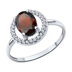 Кольцо из серебра р. 18,5 SOKOLOV 92014193, фианит\гранат