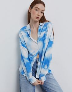 Рубашка женская Gloria Jeans GWT003967 синий/разноцветный XS/164